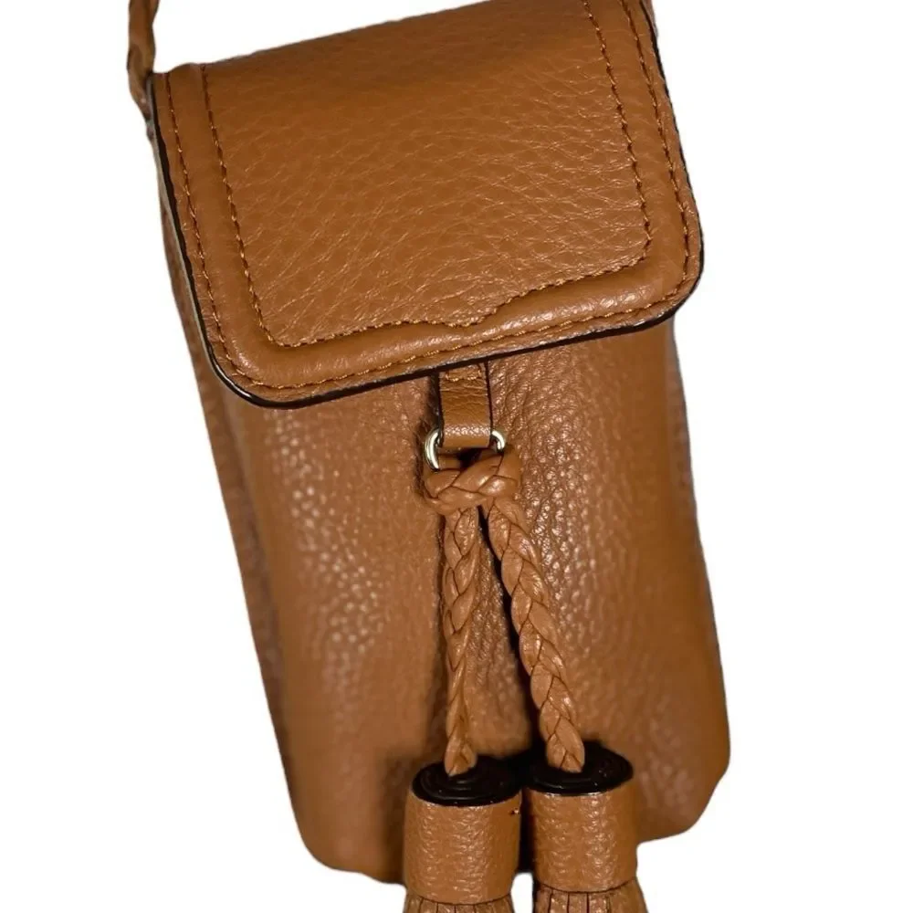 Rebecca Minkoff Isobel Leather Phone Crossbody Bag, Tan Brown Tassels Fringe